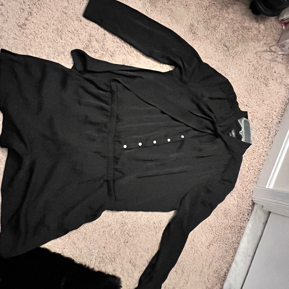 Black Button-Up Long Sleeve Romper